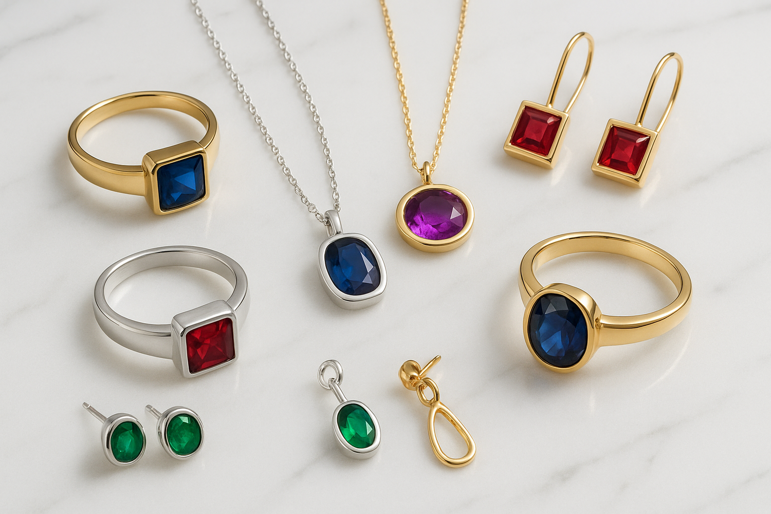 beatiful modern jewelry with coloded stones