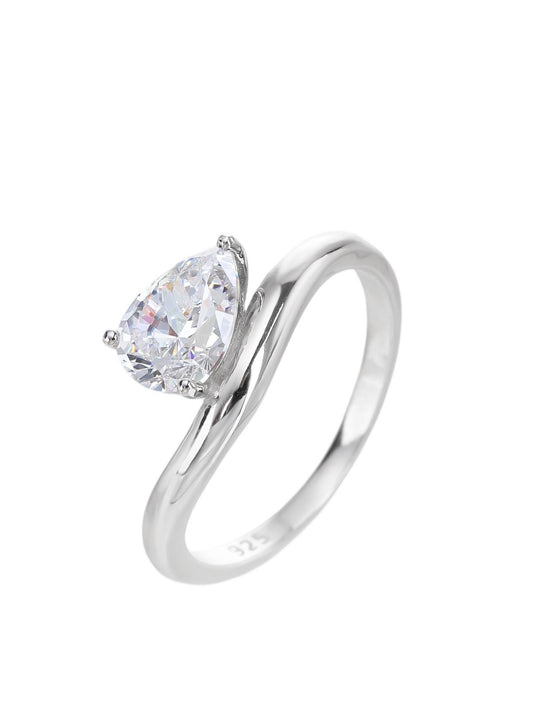 טבעת כסף עם טיפה לצד