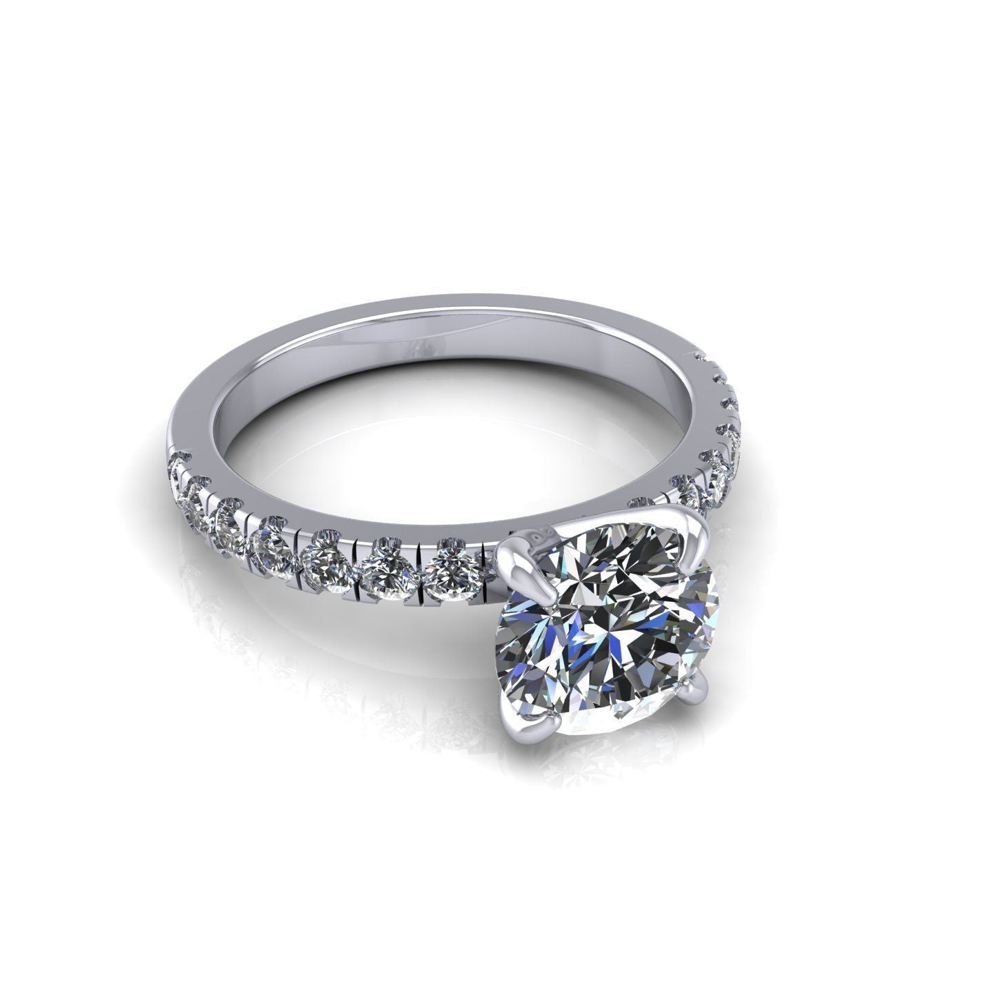 Classic Solitaire Pavé Ring 1–1.5 ct Lab Diamond