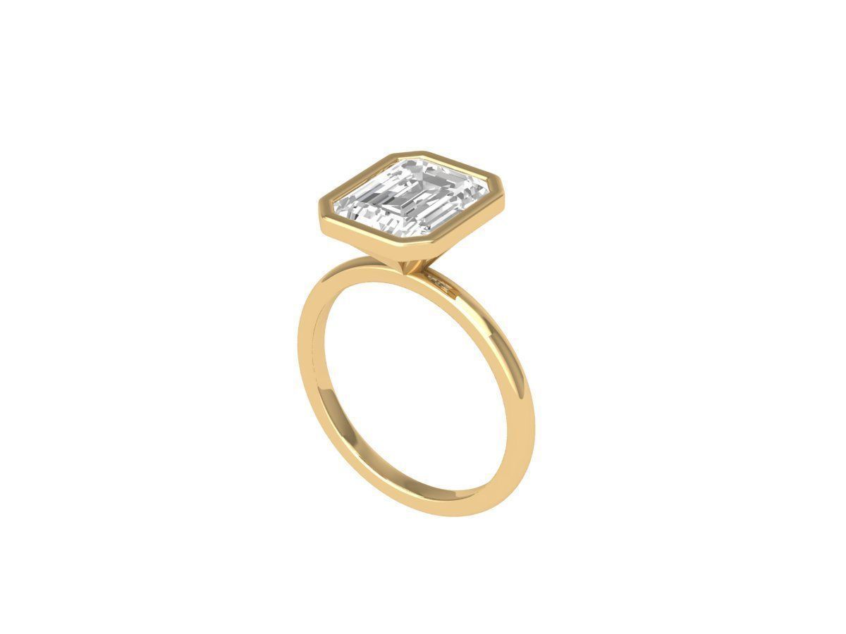 Emerald Solitaire Bazel Ring